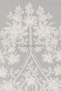 3D Blumen Spitzenstoff Off-White/ Braut Spitzenstoff mit Perlen/ romantischer Spitzenstoff mit 3D Blumen/ Hochzeit Spitzenstoff// L23-595