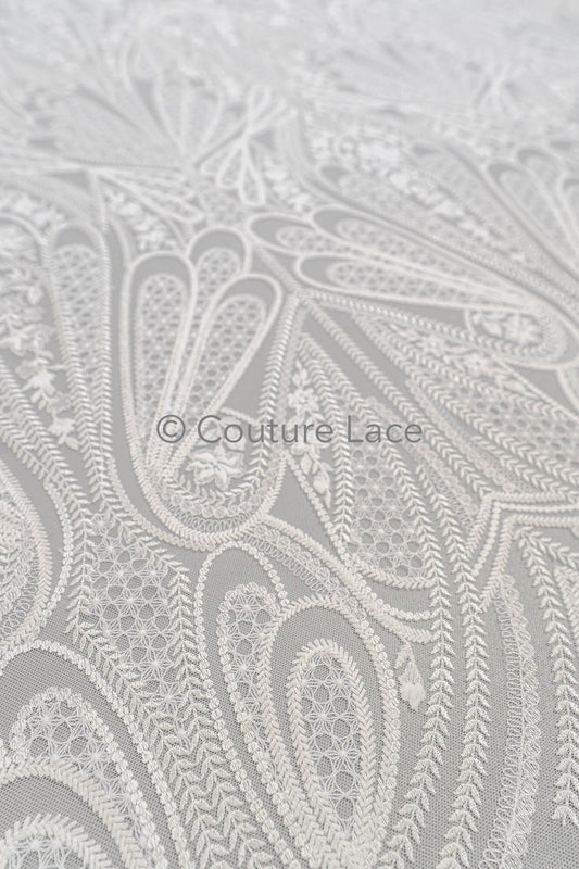 Florale Braut Spitze Off-White/ florale Brautspitze/ Ornament Hochzeit Spitze/ Couture Spitze// L23-596