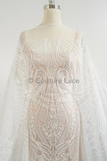 Florale Braut Spitze Off-White/ florale Brautspitze/ Ornament Hochzeit Spitze/ Couture Spitze// L23-596