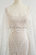 Florale Braut Spitze Off-White/ florale Brautspitze/ Ornament Hochzeit Spitze/ Couture Spitze// L23-596