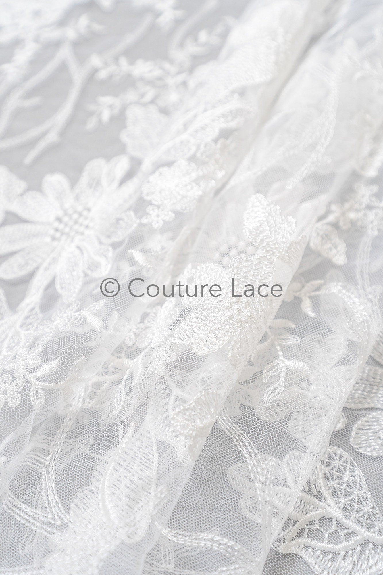 Floral bridal lace off-white/ bridal lace with flowers/ floral wedding lace/ couture lace// L23-568