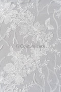 Floral bridal lace off-white/ bridal lace with flowers/ floral wedding lace/ couture lace// L23-568