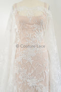 Floral bridal lace off-white/ bridal lace with flowers/ floral wedding lace/ couture lace// L23-568