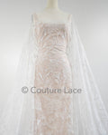 Floral bridal lace off-white/ bridal lace with flowers/ floral wedding lace/ couture lace// L23-580