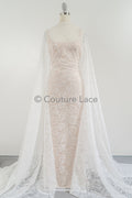 French Floral Lace / Bridal Raschel Lace / French Veil Lace / Bridal Chanitilly Lace / Edwardian Lace Fabric / / L23-170
