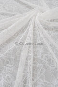 French Floral Lace / Bridal Raschel Lace / French Veil Lace / Bridal Chanitilly Lace / Edwardian Lace Fabric / / L23-170