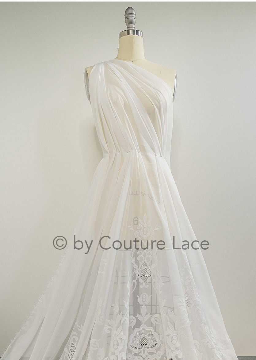 Blumen Braut Spitze Off-White/ Brautspitze mit Blumen/ Blumen Hochzeit Spitze/ Couture Spitze// L23-146