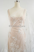 Blumen Braut Spitze Off-White/ Brautspitze mit Blumen/ Blumen Hochzeit Spitze/ Couture Spitze// L23-556