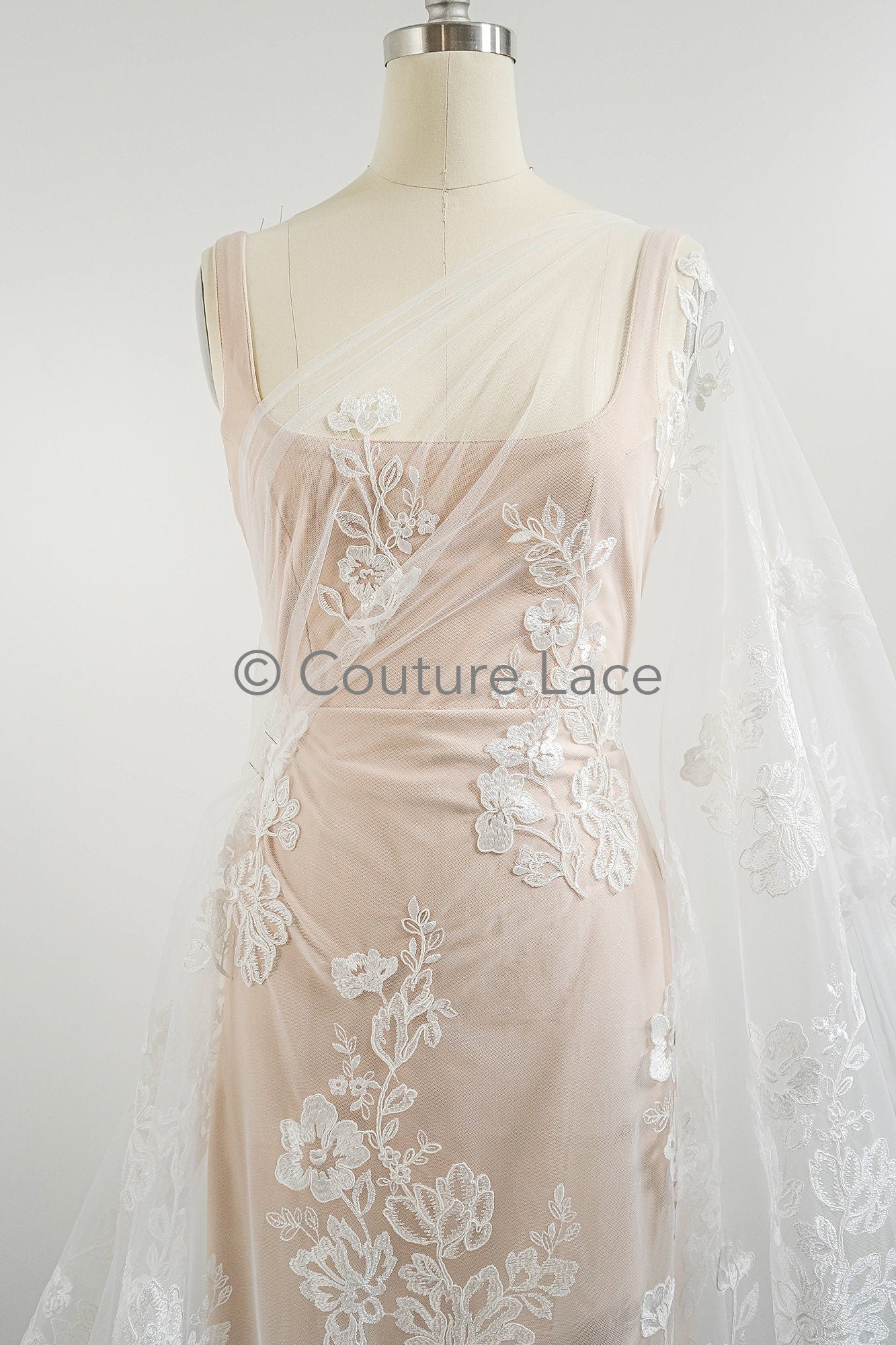 Blumen Braut Spitze Off-White/ Brautspitze mit Blumen/ Blumen Hochzeit Spitze/ Couture Spitze// L23-556