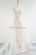 3D Blumen Spitzenstoff/ Braut Spitze Off-White/ romantischer Blumen Spitzenstoff/ Hochzeit Spitzenstoff// L23-587