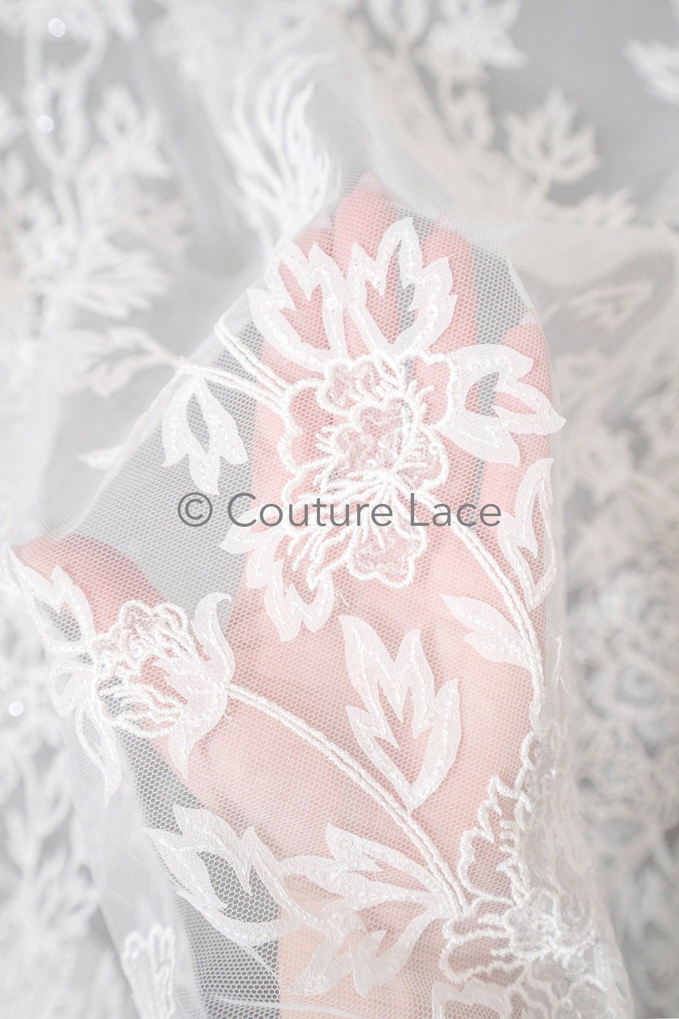 3D Blumen Spitzenstoff/ Braut Spitze Off-White/ romantischer Blumen Spitzenstoff/ Hochzeit Spitzenstoff// L23-587