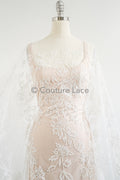 3D Blumen Spitzenstoff/ Braut Spitze Off-White/ romantischer Blumen Spitzenstoff/ Hochzeit Spitzenstoff// L23-587