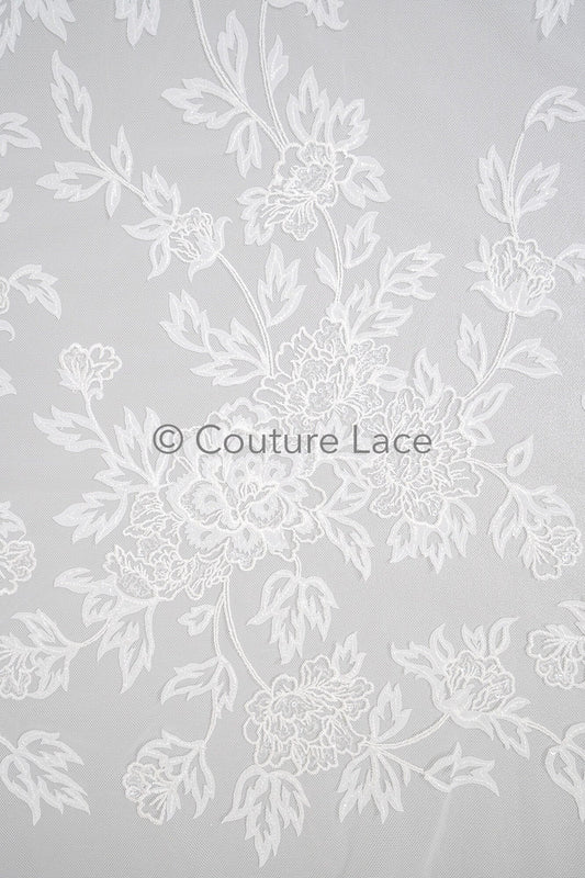 3D Blumen Spitzenstoff/ Braut Spitze Off-White/ romantischer Blumen Spitzenstoff/ Hochzeit Spitzenstoff// L23-587
