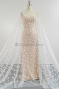 3D Blumen Spitzenstoff Off-White/ Braut Spitzenstoff/ romantischer Spitzenstoff mit 3D Blumen/ Hochzeit Spitzenstoff// L23-600