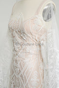 Floral bridal lace off-white/ bridal lace fabric/ floral wedding lace/ couture lace// L23-601