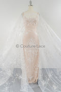 Blumen Braut Spitze Off-White/ Brautspitze mit Blumen/ Couture Spitze mit Pailletten// L23-571