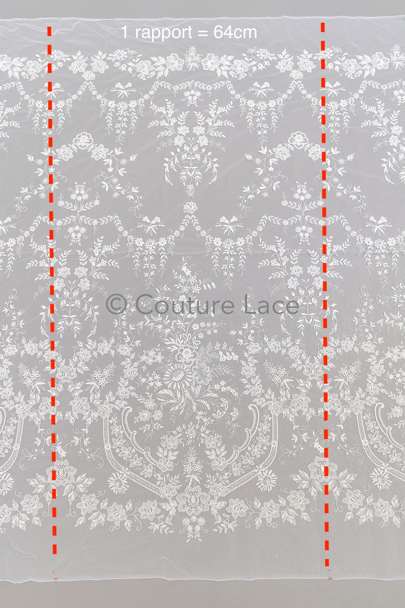 Floral Bridal Lace Off-White/ Bridal Lace with Flowers/ Floral Wedding Lace/ Couture Lace// L23-574