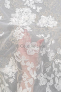 3D flower lace fabric/ bridal lace fabric/ romantic lace fabric with 3D flowers/ wedding lace fabric// L23-603