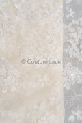 3D flower lace fabric/ bridal lace fabric/ romantic lace fabric with 3D flowers/ wedding lace fabric// L23-603
