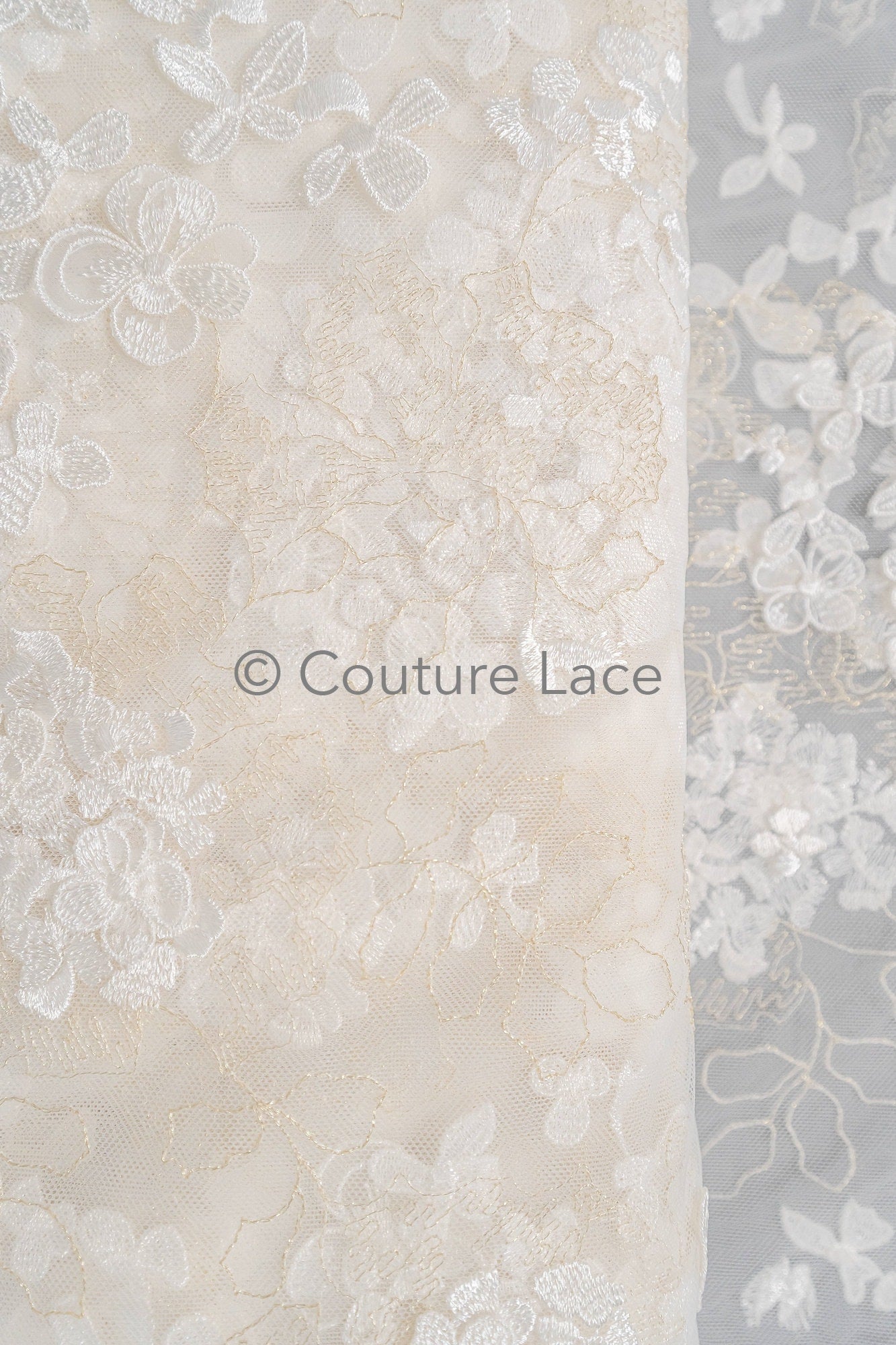 3D flower lace fabric/ bridal lace fabric/ romantic lace fabric with 3D flowers/ wedding lace fabric// L23-603
