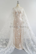 3D Blumen Spitzenstoff/ Braut Spitze Off-White/ romantischer Blumen Spitzenstoff/ Hochzeit Spitzenstoff// L23-608
