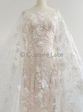 3D Blumen Spitzenstoff/ Braut Spitze Off-White/ romantischer Blumen Spitzenstoff/ Hochzeit Spitzenstoff// L23-608