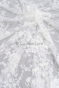 Blumen Braut Spitze Off-White/ Brautspitze mit Blumen/ Hochzeit Spitze/ Couture Spitze// L23-609