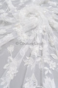 Perlen Spitzenstoff Off-White/ Couture Spitze Stoff/ Braut Spitzenstoff/ Perlen Spitze// L23-610