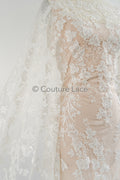 Florale Braut Spitze Off-White/ Brautspitze mit Perlen/ florale Hochzeit Spitze/ Couture Spitze// L23-611