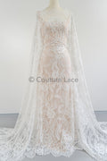3yds französische Spitze/ florale Spitze für Brautkleid / Off-White Braut Spitze / florale Hochzeit Spitze / Chantilly Spitze// L23-612