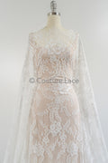 3yds französische Spitze/ florale Spitze für Brautkleid / Off-White Braut Spitze / florale Hochzeit Spitze / Chantilly Spitze// L23-612
