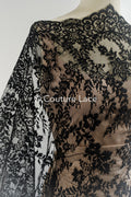 3 yds Braut französische Spitze/ florale Spitze/ schwarze Brautspitze/ florale Hochzeit Spitze/ Chantilly Spitze// L23-614