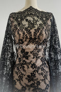 3 yds Braut französische Spitze/ florale Spitze/ schwarze Brautspitze/ florale Hochzeit Spitze/ Chantilly Spitze// L23-614