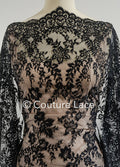 3 yds Braut französische Spitze/ florale Spitze/ schwarze Brautspitze/ florale Hochzeit Spitze/ Chantilly Spitze// L23-614