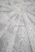 3.3yds French lace/ bridal floral lace material/ off-white bridal lace/ floral wedding lace/ Chantilly lace// L23-615
