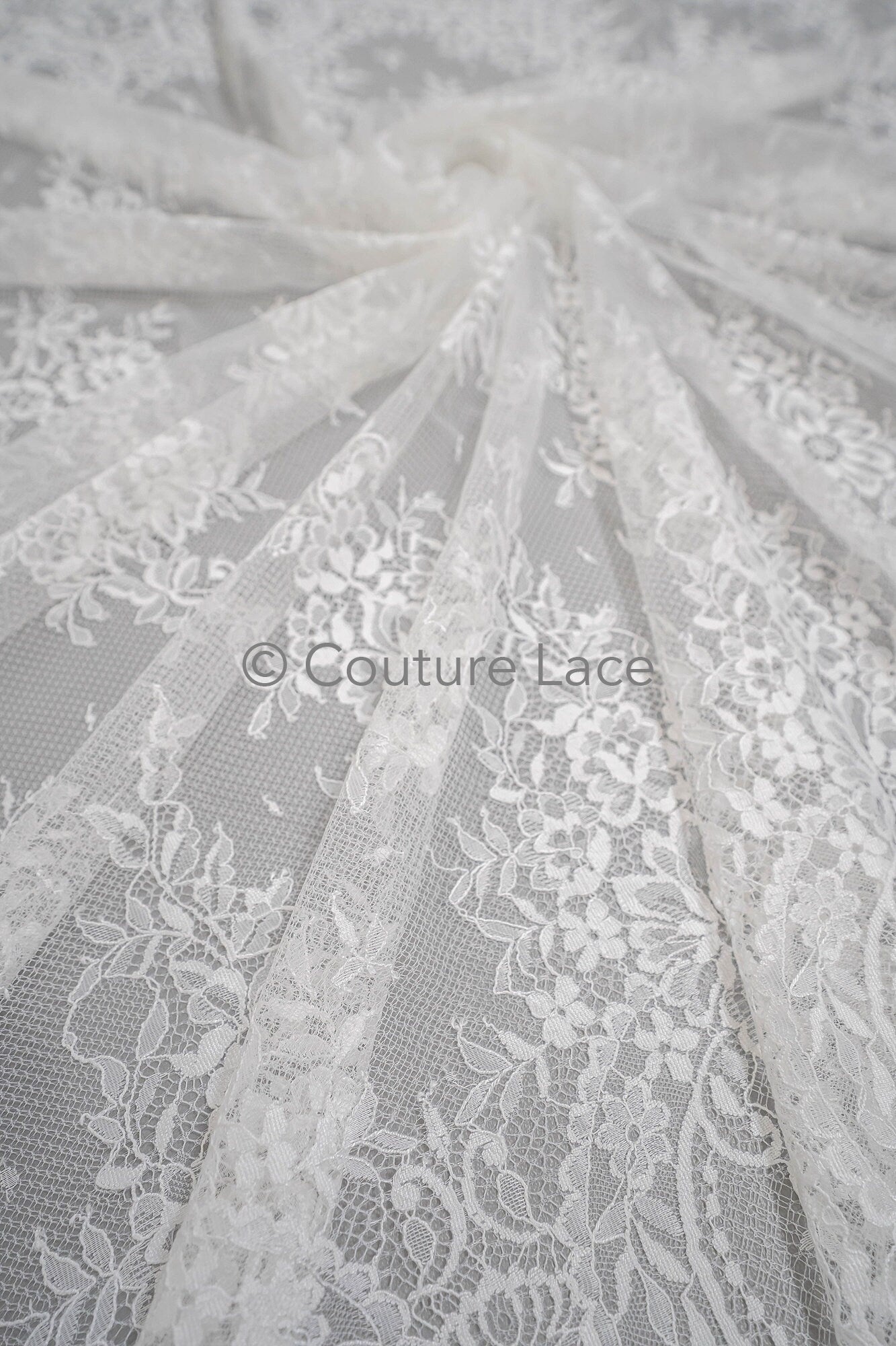 3.3yds French lace/ bridal floral lace material/ off-white bridal lace/ floral wedding lace/ Chantilly lace// L23-615