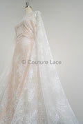 3.3yds French lace/ bridal floral lace material/ off-white bridal lace/ floral wedding lace/ Chantilly lace// L23-615