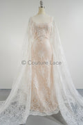 3.3yds French lace/ bridal floral lace material/ off-white bridal lace/ floral wedding lace/ Chantilly lace// L23-615