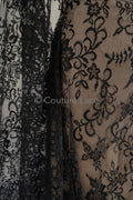 3yds französische Spitze/ Braut florale Spitze Material/ schwarze Braut Spitze/ florale Hochzeit Spitze/ Chantilly Spitze// L23-619