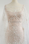 Perlen Spitzenstoff Off-White/ Perlen Brautkleid Spitze/ Couture Spitze Stoff/ Perlen Spitze// L23-622