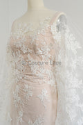 Blumen Braut Spitze Off-White/ Brautspitze mit Blumen/ Hochzeit Spitze/ Couture Spitze// L23-624