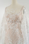 Perlen Spitzenstoff Off-White/ Couture Spitze Stoff/ Brautspitze Stoff/ Perlen Spitze// L23-625
