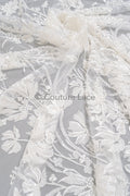Perlen Spitzenstoff Off-White/ Couture Spitze Stoff/ Brautspitze Stoff/ Perlen Spitze// L23-625