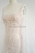 Perlen Spitzenstoff Off-White/ Couture Spitze Stoff / Brautspitze Stoff/ Perlen Spitze// L23-626