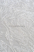 Perlen Spitzenstoff Off-White/ Couture Spitze Stoff / Brautspitze Stoff/ Perlen Spitze// L23-626