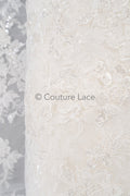 Perlen Spitzenstoff Off-White/ Couture Spitzenstoff/ Braut Spitzenstoff/ Perlen Spitze// L23-627
