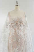 Perlen Spitzenstoff Off-White/ Couture Spitzenstoff/ Braut Spitzenstoff/ Perlen Spitze// L23-627