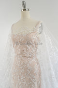 Blumen Braut Spitze Off-White/ Brautspitze mit Blumen/ Hochzeit Spitze/ Couture Spitze// L23-628