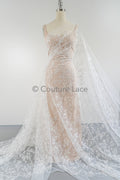 Blumen Braut Spitze Off-White/ Brautspitze mit Blumen/ Hochzeit Spitze/ Couture Spitze// L23-628