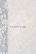 Blumen Braut Spitze Off-White/ Brautspitze mit Blumen/ Hochzeit Spitze/ Couture Spitze// L23-629